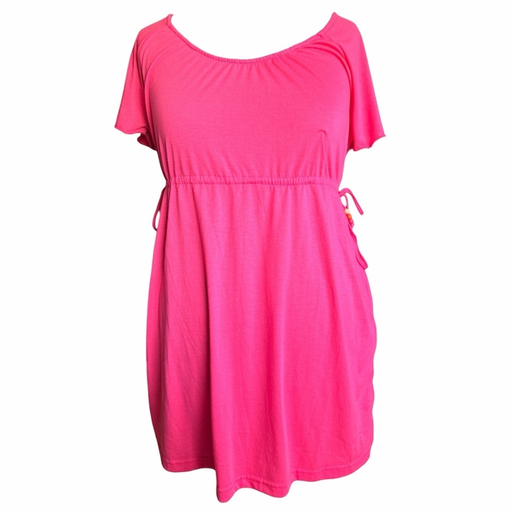 Stan Herman Pink Drawstring Waist Knit Casual Dress – Size XL